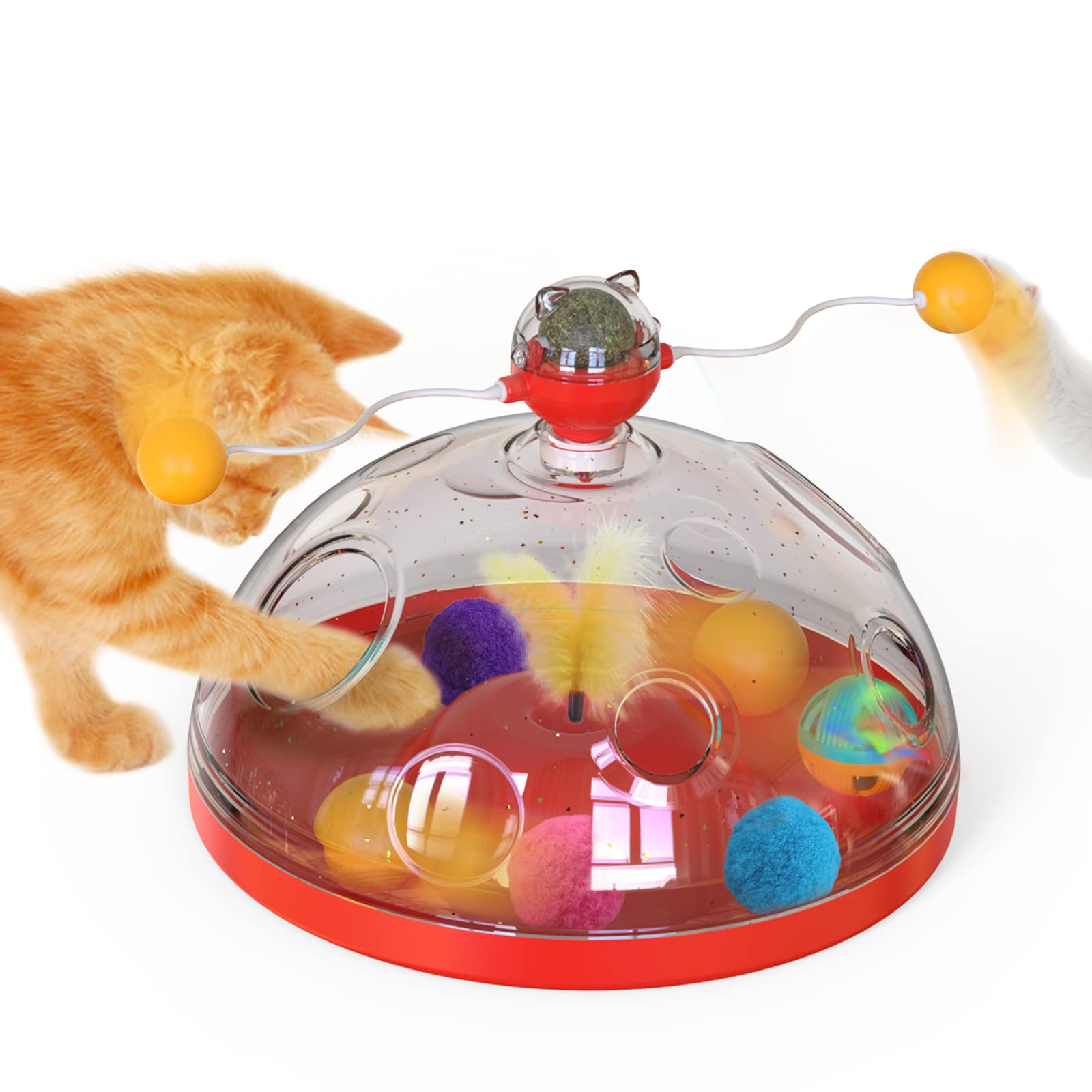All for Paws Interactive Puzzle Cat Feeder Toys Brain Stimulation Toys Slow  Feeder for Indoor Cats with a Catnip Ball a LED Ball