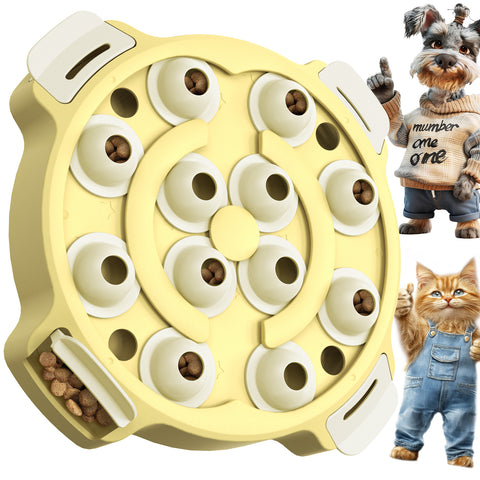 KADTC 2 Levels Dog & Cat Puzzle Toy -  Beginner - Friendly Slow Treat Dispenser Puppy Interactive Enrichment Feeder Kitten Food Puzzles for Smart Indoor Cats Stimulating Toys Christmas & New Year Gift