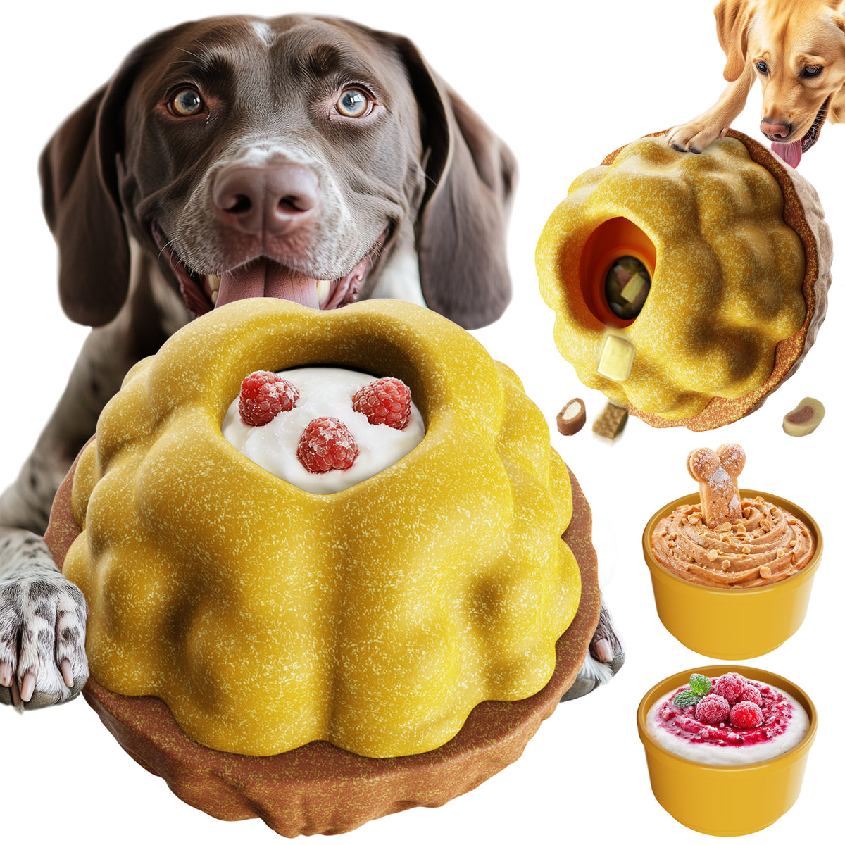 KADTC 3-in-1 Durable Dog FrostLick Toy,U.S. Brand & Design,Long-Lasting,Large Capacity Fillable Treat Ball, Freeze-and-Play Lick Cup & Food Dispenser, Indestructible Chew Toy for Dogs Boredom Buster