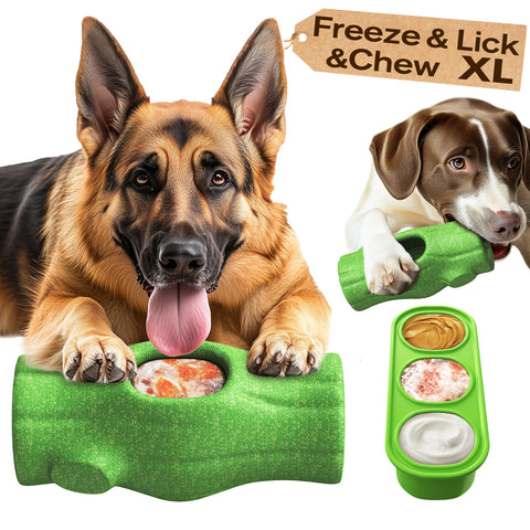KADTC All IN ONE Large Size Dog Tough 3 in 1 Indestructible Durable Chew Toy & Peanut Butter Fillable Toy & Freezer/Freezable/Frozen Lick Treat Tray Enrichment Toys For Medium/Large Aggressive Chewers