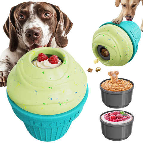 KADTC 3 in 1 Large-Size Durable Dog Fillable & Frozen Lick Treat Toy No-Transfer Freeze & Play Mess-Free Ultimate Boredom Buster, Kibble Dispenser Food Ball & Tough Dogs Chew Toys BPA-Free & Safe