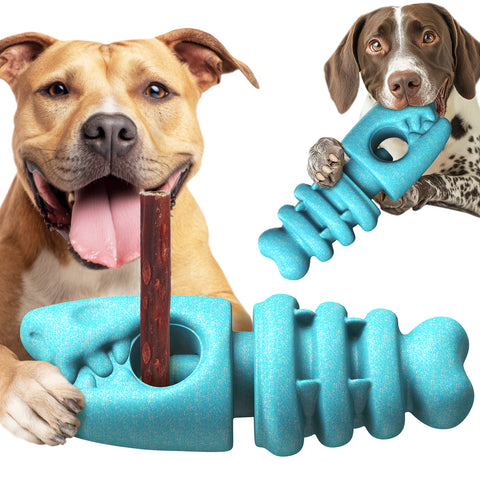 KADTC 2 in 1 XL Durable Dog Bully Stick Holder & Indestructible Fishbone Chew Toy
