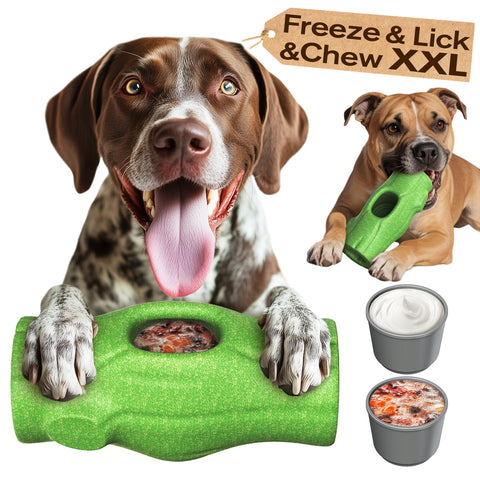 KADTC All IN ONE Extra-Large Size Tough 3 in 1 Indestructible Durable Chew Toy & Peanut Butter Fillable Toy & Freezer/Freezable/Frozen Lick Treat Tray Enrichment Toys For Large Dogs Aggressive Chewers