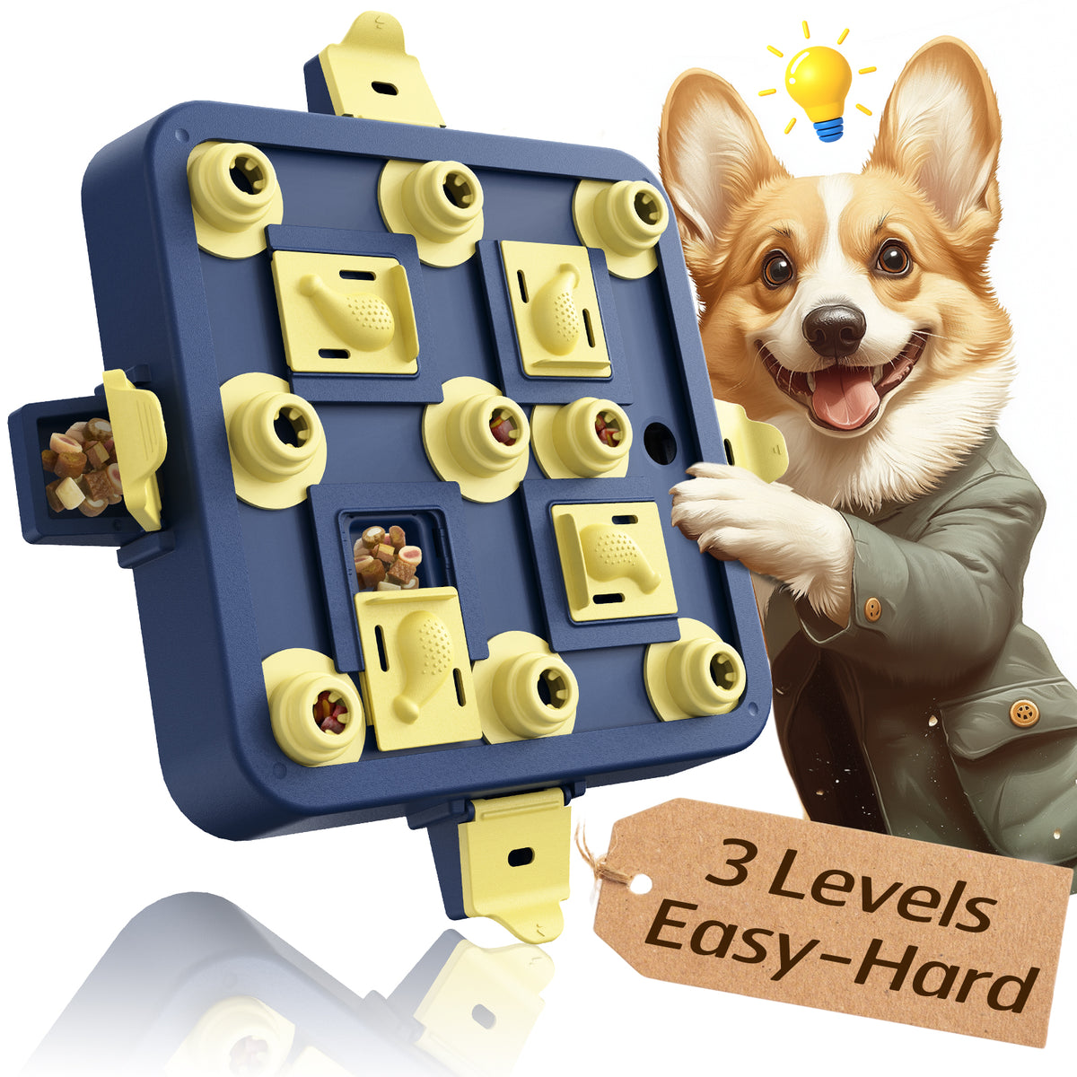 KADTC U.S. Brand & Design - 3 Levels of Challenge Dog Chess Puzzle Toy for Small/Medium/Large Smart Dogs Treat Food Puzzles Mental Stimulation Puppy Brain Game Enrichment Christmas & New Year Gift