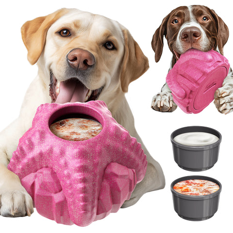 KADTC Large Size 2-in-1 Durable Dog Enrichment Toy - Long-Lasting Fillable & Frozen Lick Toy - No-Transfer Freeze & Play -Mess-Free - Boredom Buster & Tough Chew Toys for Medium/Large Dogs, BPA Free