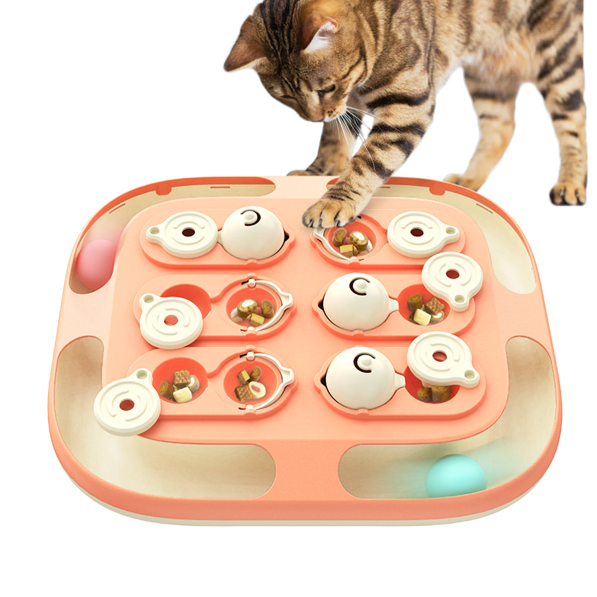 TACKDG Cat Track Balls Indoor for Cats Puzzle Toy Level 2 in 1 Weight Loss Interactive Toys Boredom Busters Kitten Enrichment Slow Feeder Kitty Puzzles Feeding Brian Stimulation Entertainment Birthday Gift