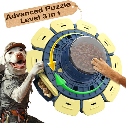 KADTC U.S. Brand & Design All in ONE -3 Levels of Challenge - Large Size Advanced Dog Puzzle Toy Paw-Activated Puzzles Feeder for Smart Small/Medium/Large Dogs Hard/Difficult Mental Stimulation Games