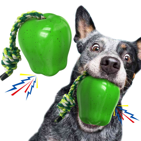 KADTC Dog Chew Toys For Aggressive Chewers Indestructible Tough Durable Squeaky Interactive Puppy Toy Teeth Squeaky Apple Pet Teeth Grinding Toy