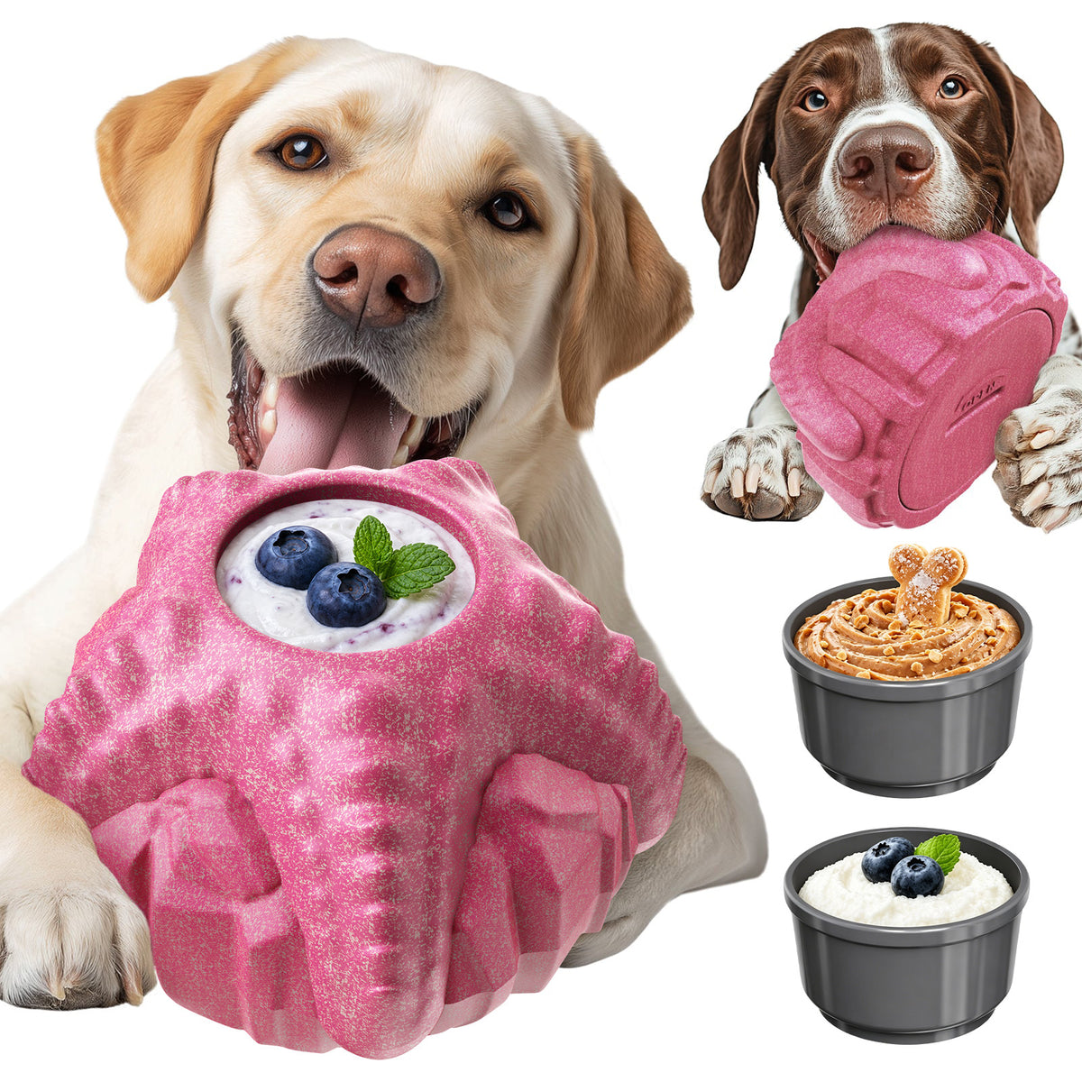 KADTC Large Size 2-in-1 Durable Dog Enrichment Toy - Long-Lasting Fillable & Frozen Lick Toy - No-Transfer Freeze & Play -Mess-Free - Boredom Buster & Tough Chew Toys for Medium/Large Dogs, BPA Free