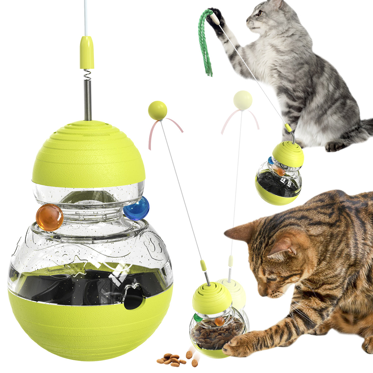 Cat Toy for Indoor Cats Wobble Treat Dispenser Ball Kitten Food Dispenser & Puzzle Feeder Balls & Enrichment Toys & Mental Stimulation Interactive Brain Game