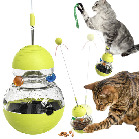 Cat Toy for Indoor Cats Wobble Treat Dispenser Ball Kitten Food Dispenser & Puzzle Feeder Balls & Enrichment Toys & Mental Stimulation Interactive Brain Game