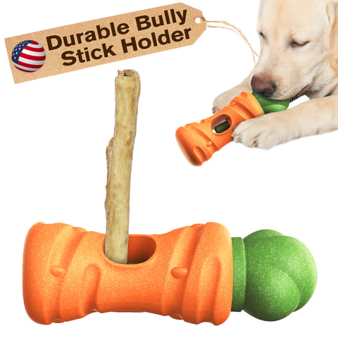 KADTC All in ONE 2 in 1 Large Size Indestructible Dog Bully Stick Holder & Durable Carrot Bone for Medium/Large Aggressive Chewers Breed Dogs Tough Chew Toys Christmas & New Year Gift