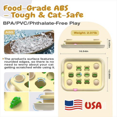 KADTC Cat Puzzle Games Level 3 in 1 Intelligence Mind Game Track Balls Kitten Food Puzzles Toy For Indoor Cats Sensory Activity Enrichment Toys Treat Feeder Entertainment Mental Stimulation Kitty Gift