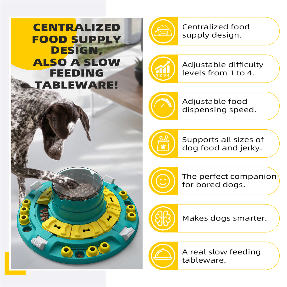 KADTC Interactive Dog Puzzle Toys for Boredom Stimulating Slow Food Feeder Bowl,Puppy Brain Mental Stimulation Mentally Toy Treat Dispenser Advanced Level 4 3 2 1 Small/Medium/Large Aggressive Chewers