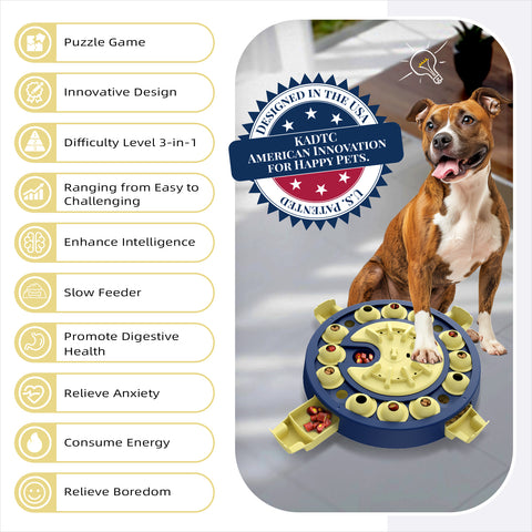 KADTC Dog Puzzle Toys Advanced Brain Mental Stimulation Interactive Treat Puzzles Mind Boredom Games Level 3 in 1 for Small/Medium/Large Smart Dogs Puppy Mentally Stimulating Cognitive Enrichment Toy