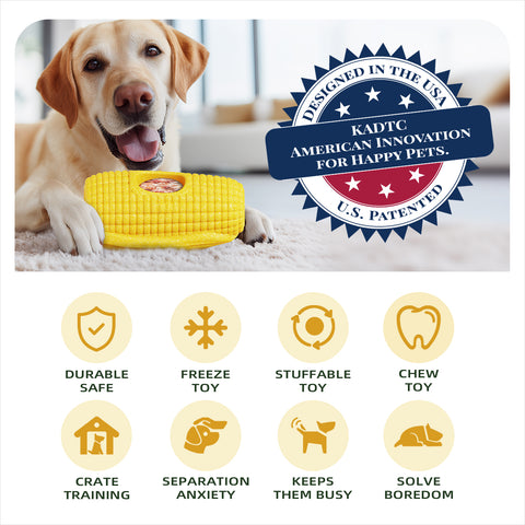 KADTC All in ONE 3 in 1 Large Size Indestructible Corn Dog Chew Toy & Durable Peanut Butter Fillable & Freezer/Frozen Lick Treat Enrichment Thanksgiving Toys for Medium/Large Aggressive Chewers Dogs 1
