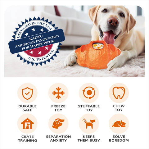 KADTC - All in ONE - 3 in 1 - Large Size Indestructible Croissant Dog Fillable Toy Peanut Butter Filler Freeze Frozen Lick Treat Tray Durable Tough Chew Toys for Aggressive Chewers Breed Dogs