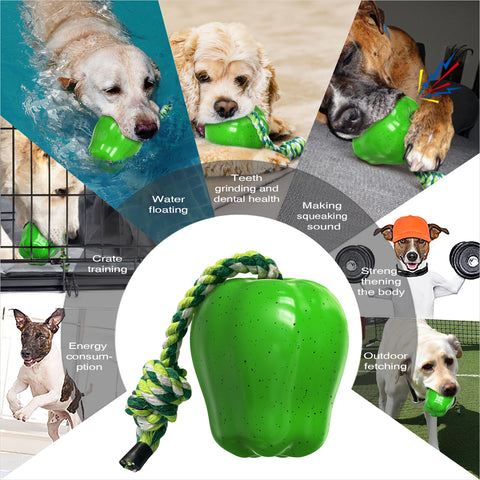 KADTC Dog Chew Toys For Aggressive Chewers Indestructible Tough Durable Squeaky Interactive Puppy Toy Teeth Squeaky Apple Pet Teeth Grinding Toy