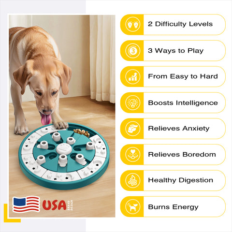 KADTC 2 Levels IN 1 - 3 ways To Play Beginner to Advanced Dog Puzzle Toys