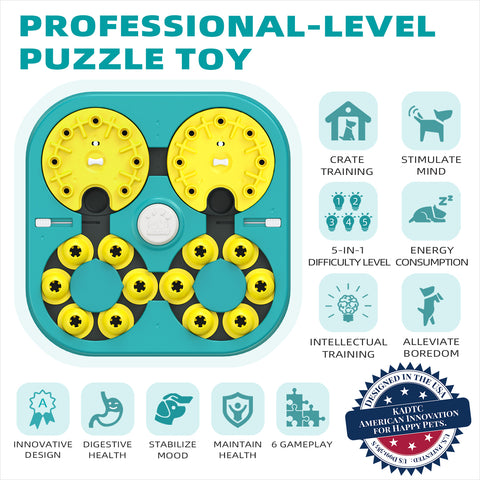 KADTC U.S. Brand & Design All in ONE -5 Levels of Challenge -6 Ways to Play - Large Size Advanced Dog Puzzle Toy for Small/Medium/Large Smart Dogs Hard/Difficult Puzzles Toys Mental Stimulation Games