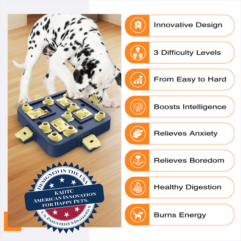 KADTC Dog Chess Puzzle Toy Level 3 in 1 for Small/Medium/Large Dogs Smart Mind Stimulating Game Puppy Brain Stimulation Cognitive Enrichment Toys Keep Them Busy Boredom Interactive Treat Food Puzzles