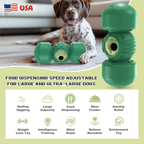 KADTC Extra-Large Size Durable Giggling Dog Treat Dispenser Toy Rolling Indestructible Bone Slow Puzzle Feeder Food Dispensing Toys for Large Aggressive Chewers Breeds Dogs Christmas & New Year Gift