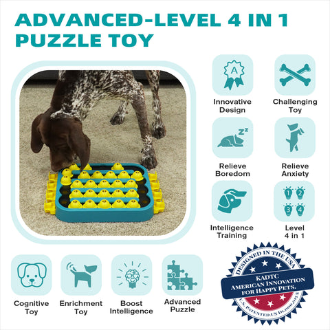 KADTC U.S. Brand & Design All IN ONE -4 Difficult Levels of Challenge Extra-Large Size Advanced Dog Puzzle Toy For Small/Medium/Large Smart Dogs Hard Puzzles Toys Brain Mental Stimulation Games