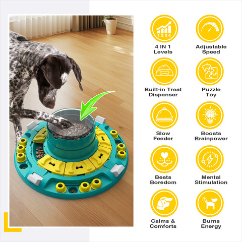 KADTC U.S. Brand & Design Levels 4 IN 1 Extra-Large Size Advanced Dog Puzzle Toy for Small/Medium/Large Smart Dogs Treat Puzzles Food Feeder Difficult Mental Stimulation Toys Christmas & New Year Gift