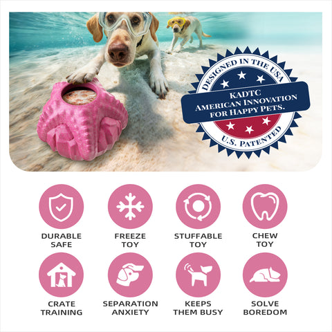 KADTC Large Size 2-in-1 Durable Dog Enrichment Toy - Long-Lasting Fillable & Frozen Lick Toy - No-Transfer Freeze & Play -Mess-Free - Boredom Buster & Tough Chew Toys for Medium/Large Dogs, BPA Free