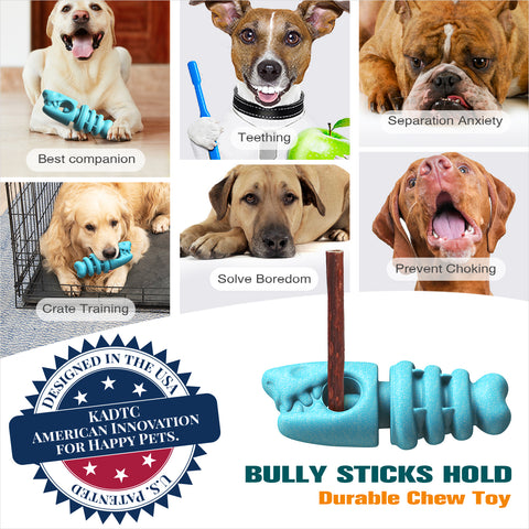 KADTC All in ONE 2 in 1 Large Size Indestructible Dog Bully Stick Holder & Durable Fish Bone for Medium/Large Aggressive Chewers Breed Dogs Tough Chew Toys Christmas & New Year Gift