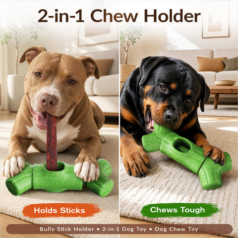 KADTC 2 in 1 Extra Extra-Large Size Durable Dog Bully Stick Holder & Indestructible Chew Toy