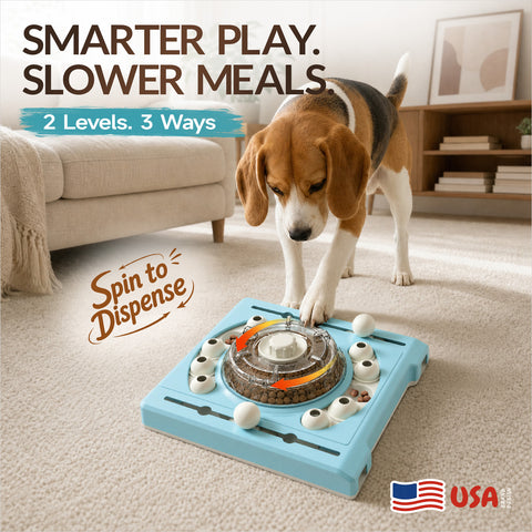 KADTC 2-Level Dog Puzzle Toy, Spin to Release Treat Dispenser & Slow Feeder