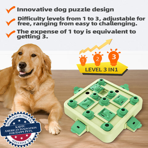 KADTC Dog Chess Puzzle Toy Level 3 in 1 for Small/Medium/Large Dogs Smart Mind Stimulating Games Puppy Brain Stimulation Cognitive Enrichment Toys Keep Them Busy Best Interactive Treat Food Puzzles