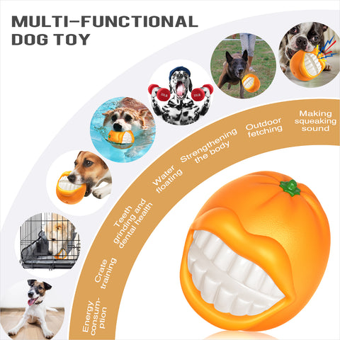 KADTC Dog Chew Toys for Aggressive Chewers Indestructible Tough Durable Squeaky Interactive Puppy Toy Teeth Squeaky Orange Squeaky Dog Chew Toy