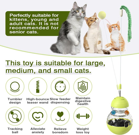 Cat Toy for Indoor Cats Wobble Treat Dispenser Ball Kitten Food Dispenser & Puzzle Feeder Balls & Enrichment Toys & Mental Stimulation Interactive Brain Game