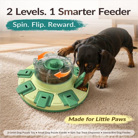 KADTC 2-Level Lucky Wheel Dog Puzzle Feeder, Spin-to-Release Treat Dispenser