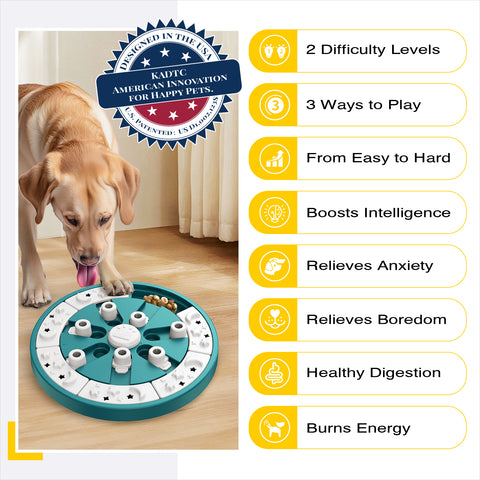 KADTC Level 2 in 1 Dog Puzzle Toys For Small/Medium/Large Dogs Food Puzzles Feeder Puppy Mental Stimulation Stimulating Enrichment Toys Interactive Mind Treat Game Boredom Buster Holiday Birthday Gift