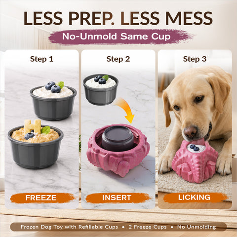 KADTC Large Size 2-in-1 Durable Dog Enrichment Toy - Long-Lasting Fillable & Frozen Lick Toy - No-Transfer Freeze & Play -Mess-Free - Boredom Buster & Tough Chew Toys for Medium/Large Dogs, BPA Free