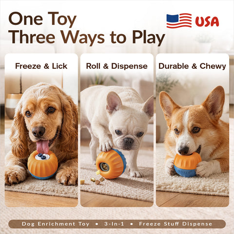 KADTC FrostLick 3-in-1, M Size, Frozen Treat Dog Toy, Kibble Dispenser Ball