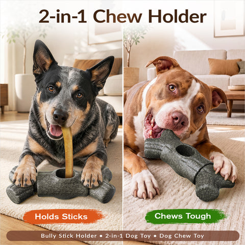 KADTC 2 in 1 Extra-Large Size Durable Dog Bully Stick Holder & Indestructible Chew Toy