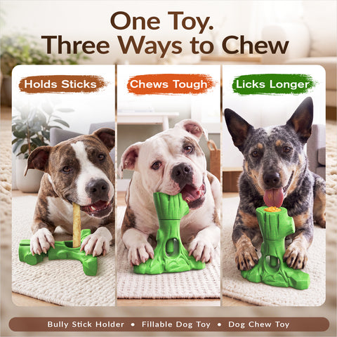KADTC 3 in1 Durable Bully Stick Holder & Chew & Fillable Toys