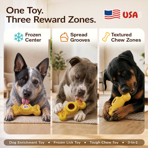 KADTC 3-in-1 Frozen Treat, Lick, Tough Chew Dog Toy for Medium/Large Dogs