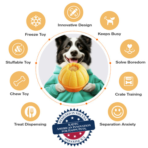 KADTC ALL IN ONE 3 in 1 Dog Durable Fillable Chew Toy & Freezer/Freezable/Frozen Lick Treat Tray Enrichment Toys & Kibble Dispensing Ball -Stuffable Peanut Butter Filling DIY Wet Food Interactive Game