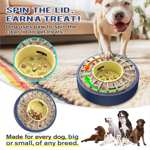 KADTC Dog Spinning Puzzle Feeder Food Slow Bowl for All Dog Breeds Adjustable Feeding Time from 5 to 60 min Capacity 17.64 Ounce Puppy Treat Dispenser Toy Kibble Dispensing Toys Healthy Eating
