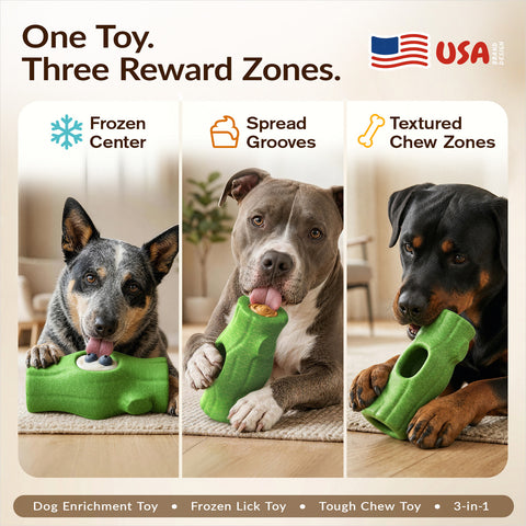 KADTC 3 in 1 X-Large Size Durable Dog Frozen Treat Toy & Chew & Fillable Toy