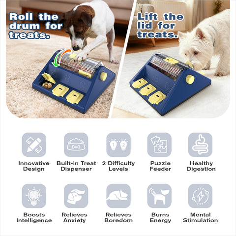 KADTC U.S. Brand & Design - 2 Levels of Challenge - Large Size Paw-Activated Rolling Dog Treat Puzzle Feeder Toys For Aggressive Chewers Dogs Food Dispenser Enrichment Toy Christmas & New Year Gift