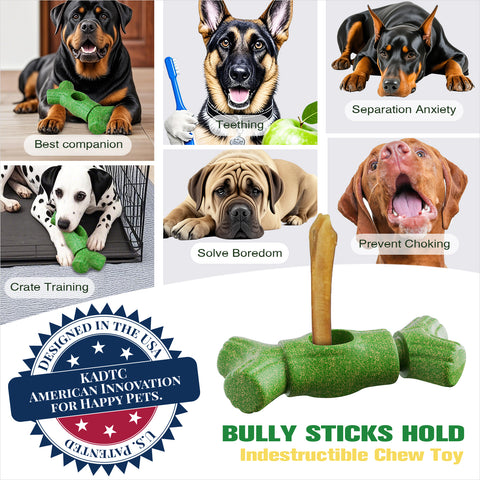 KADTC All in ONE Size: XXL 2 in 1 Dog Bully Stick Holder and Durable Indestructible Tough Chew Toy for Large/Extra-Large Dogs Aggressive Chewers