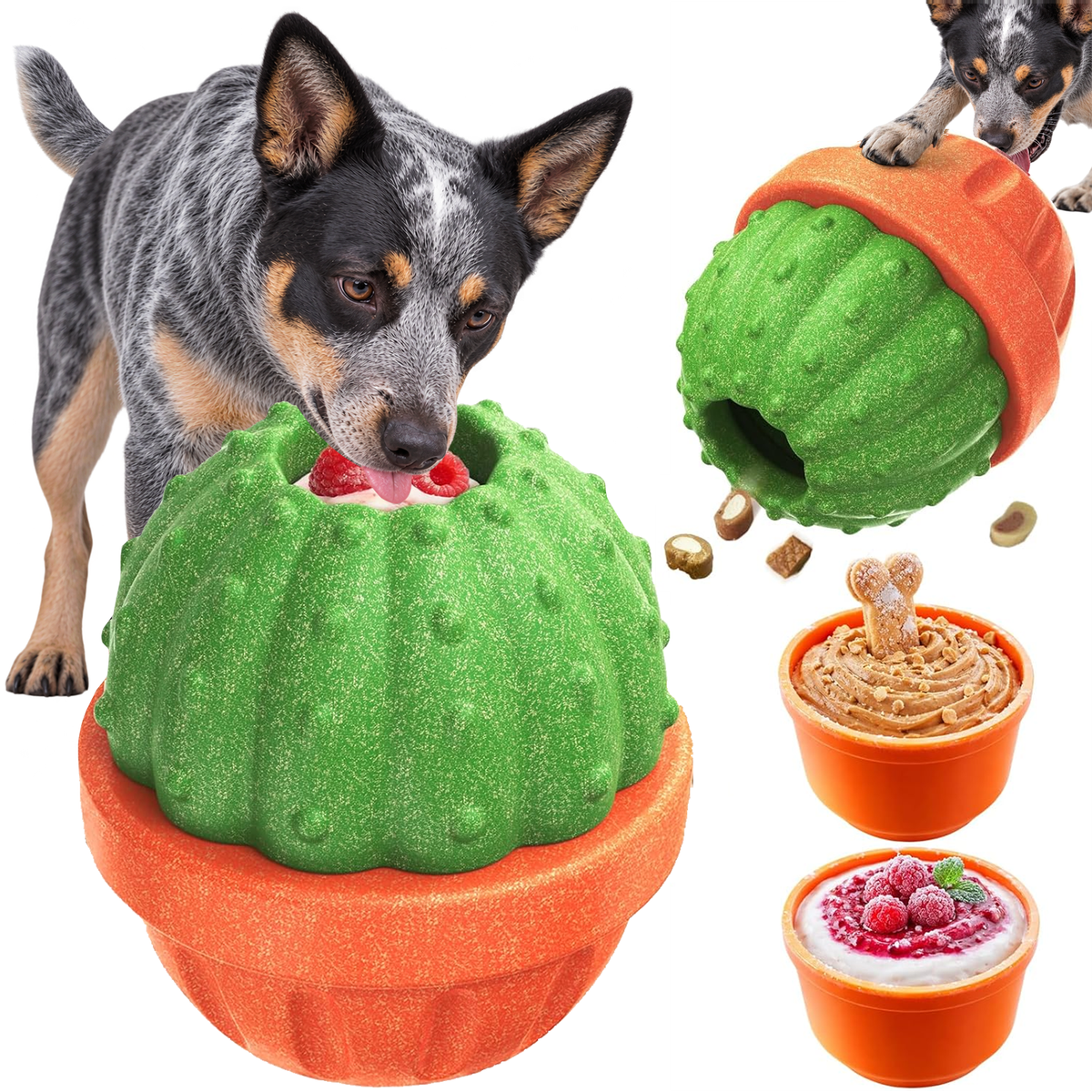 KADTC L, 3 in 1, Frozen Treat Dog Toy, Kibble Dispenser & Chew & Lick Ball