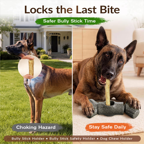 KADTC 2 in 1 Extra-Large Size Durable Dog Bully Stick Holder & Indestructible Chew Toy
