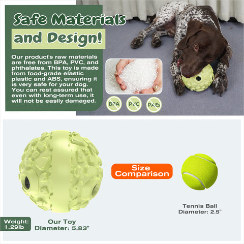 KADTC Dog Wobble Giggle Ball, XL Size, Roll Herding Chew Toy for Large Aggressive Chewers, Interactive Indoor Outdoor Play
